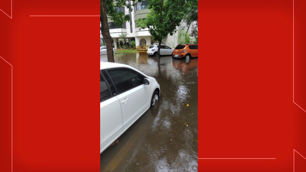 Chuva alaga quadra 416 da Asa Sul, no DF — Foto: TV Globo/Reprodução