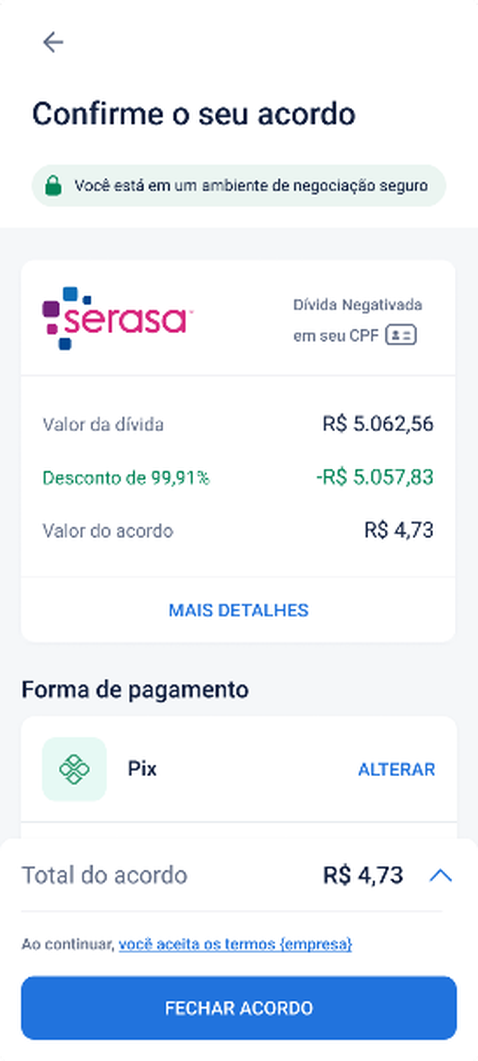 Aplicativo Serasa oferece possibilidade de renegociação de dívidas. — Foto: Divulgação / Serasa