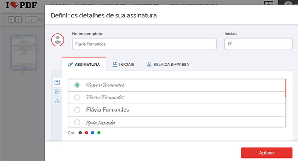 iLovePDF permite realizar assinatura digitalizada e manuscrita  — Foto: Reprodução/Flávia Fernandes