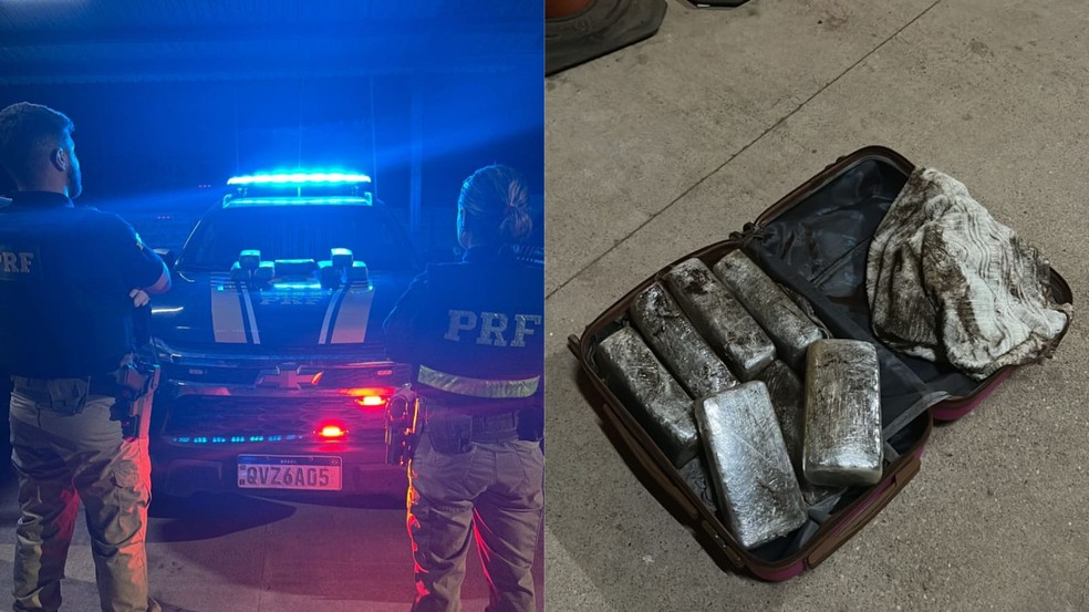 PRF em mais uma abordagem apreende mais de sete quilos de drogas em ônibus  — Foto: Divulgação/ Rede Sociais 