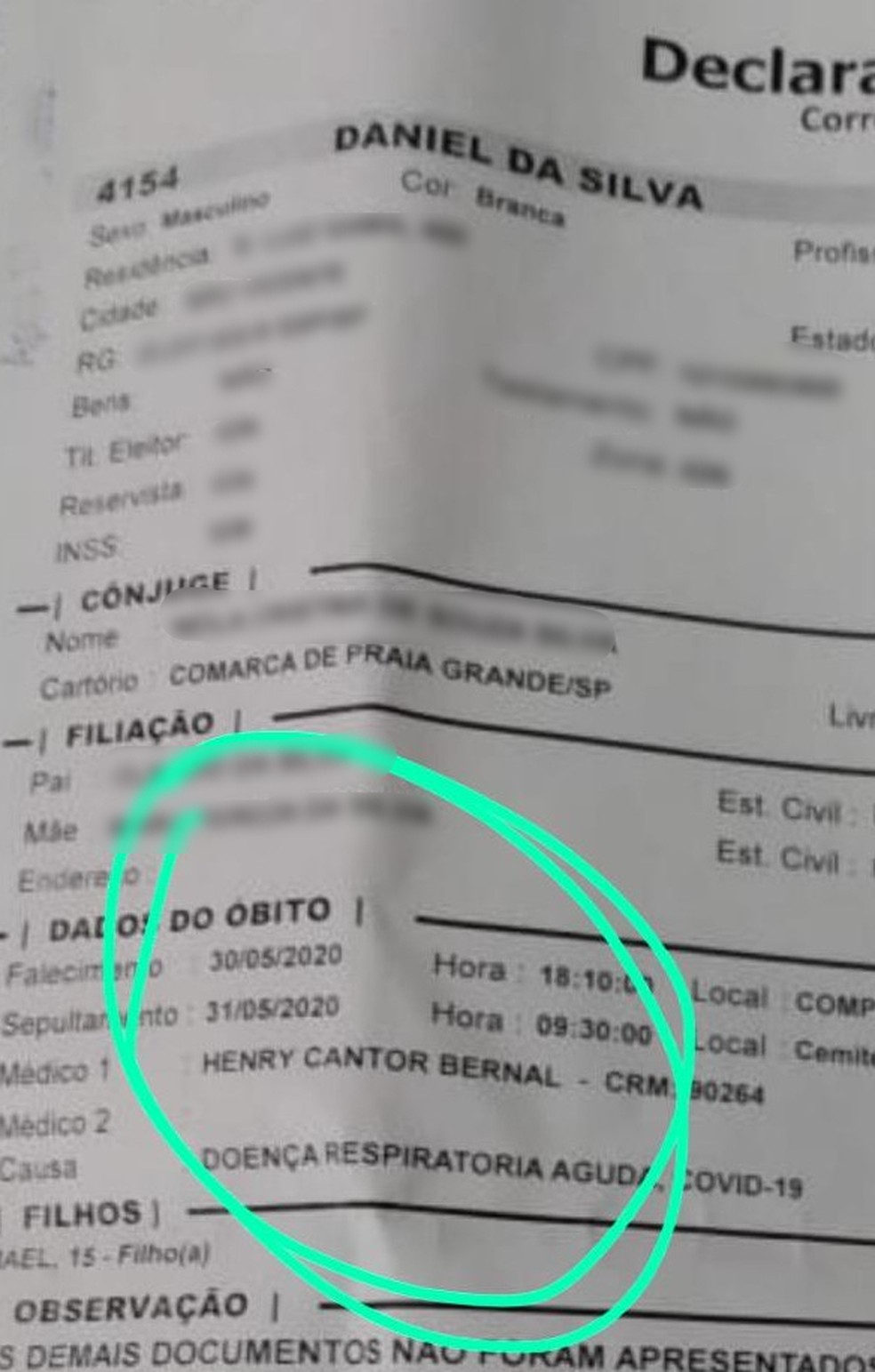 Falso médico atestou óbito de paciente no Hospital Irmã Dulce, em Praia Grande (SP) — Foto: Arquivo pessoal/Claudia da Silva Santos
