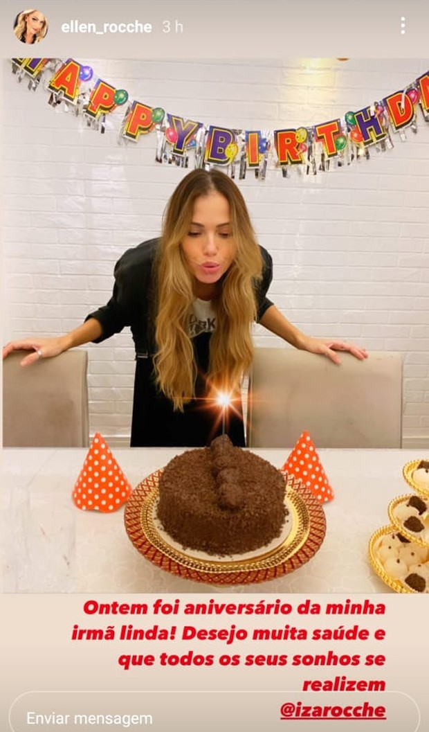 Ellen Rocche mostra aniversário da irmã, Iza Rocche (Foto: Reprodução/Instagram)