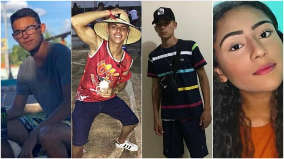 Marcos Jessé, Douglas Monteiro, Kelvin de Sousa e Cibele Guimarães morreram após a caminhonete em que estavam bater em uma carreta na BR-230 — Foto: Arquivo pessoal