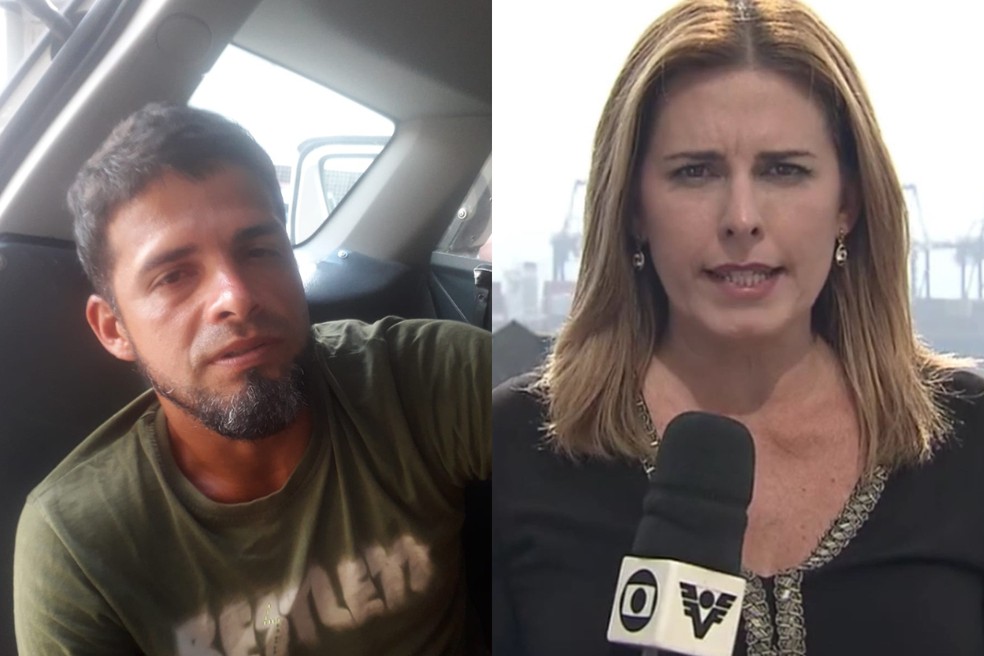 Homem é preso por tentar matar a tiros ex-repórter da TV Tribuna, afiliada da Globo — Foto: Divulgação e Reprodução/Facebook