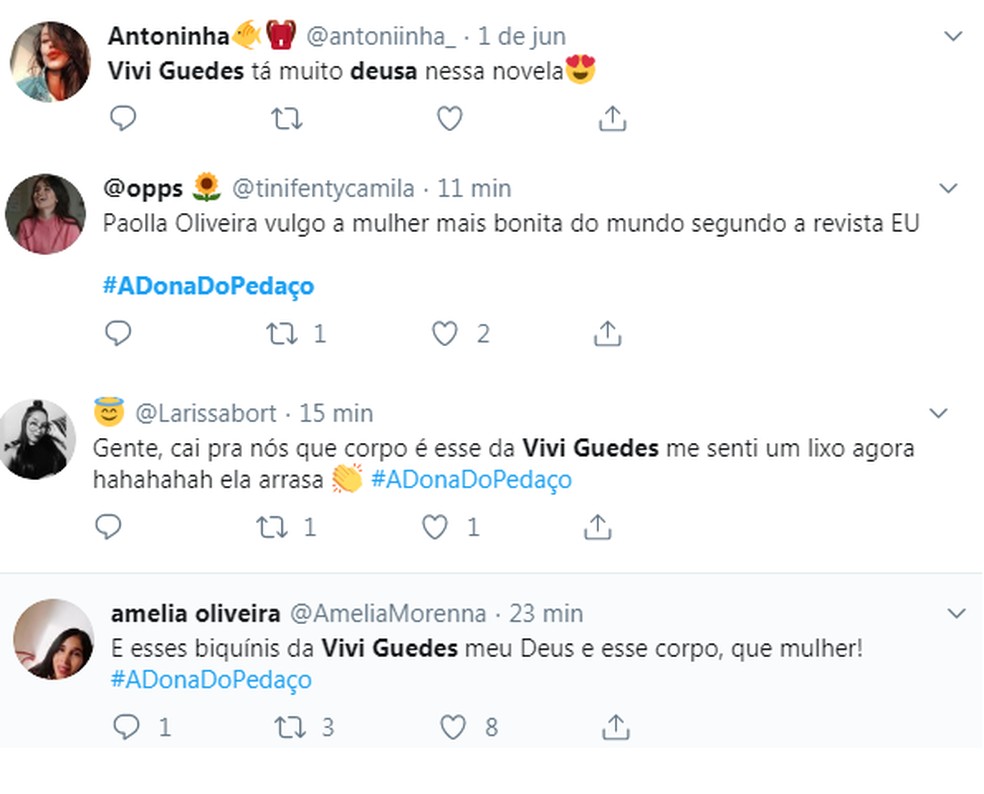 Internautas elogiam Vivi Guedes (Paolla Oliveira) nas redes sociais — Foto: Reprodução/Twitter