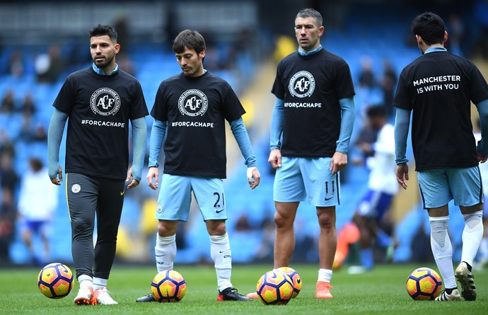 Manchester City Chapecoense Sergio Aguero, David Silva, Aleksander Kolorov e Jesus Navas (Foto: Getty Images)