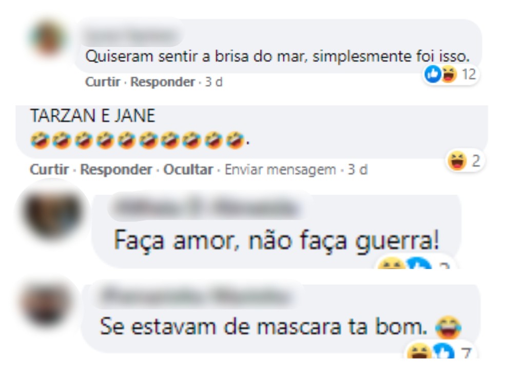 Casal que ignorou banhistas e fez sexo em praia de Santos, SP, vira 'meme' nas redes sociais — Foto: Reprodução/Redes Sociais