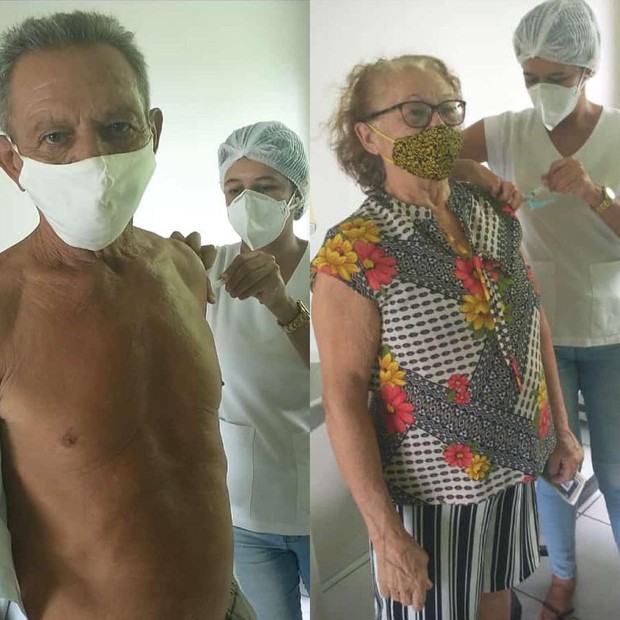Silvero Pereira mostra os pais sendo vacinados contra a Covid-19 (Foto: Reprodução/Instagram)