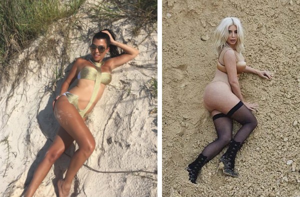 As irmãs e celebridades Kourtney Kardashian e Kim Kardashian (Foto: Instagram/Reprodução)
