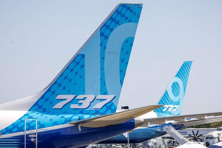 Avião 737-Max na feira de Farnborough, no Reino Unido: Boeing paga US$ 200 milhões para encerrar investigação da SEC