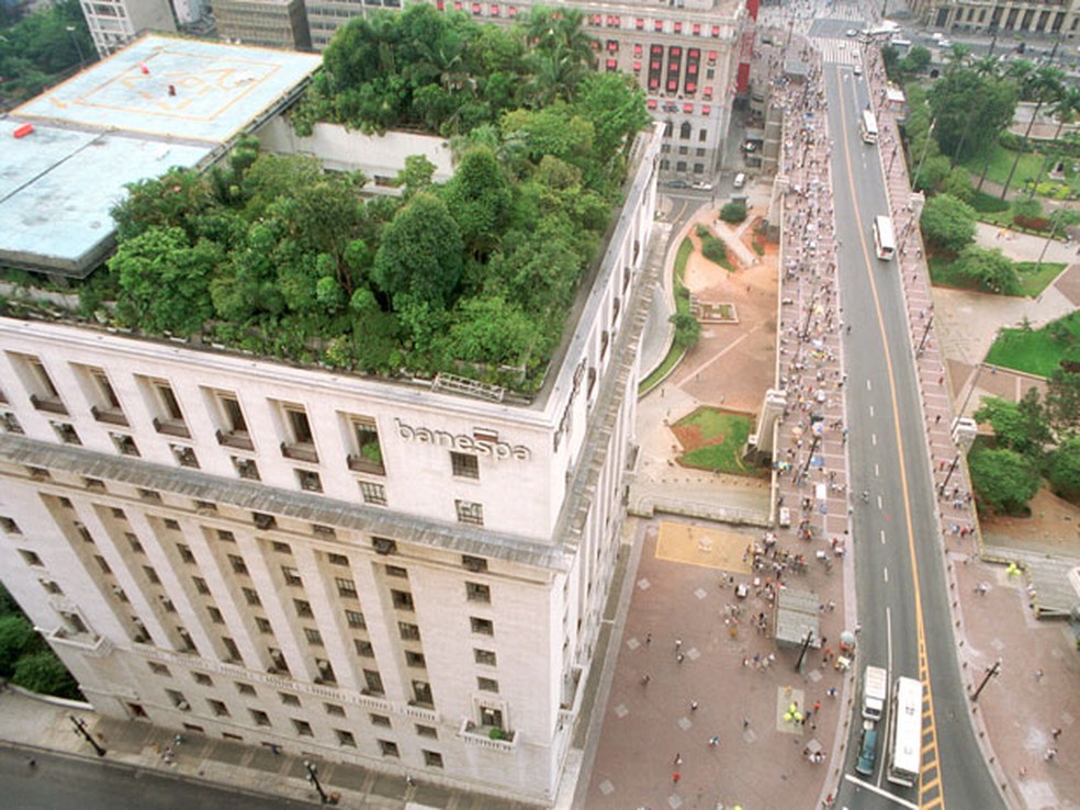 Telhado verde construído no edifício Matarazzo, atual sede da Prefeitura de São Paulo e antigo prédio do Banespa (Foto: Hélvio Romero/Estadão Conteúdo/Arquivo)