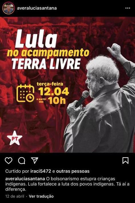 Postagem da candidata do TSE Vera Santana contra Bolsonaro e o bolsonarismo 