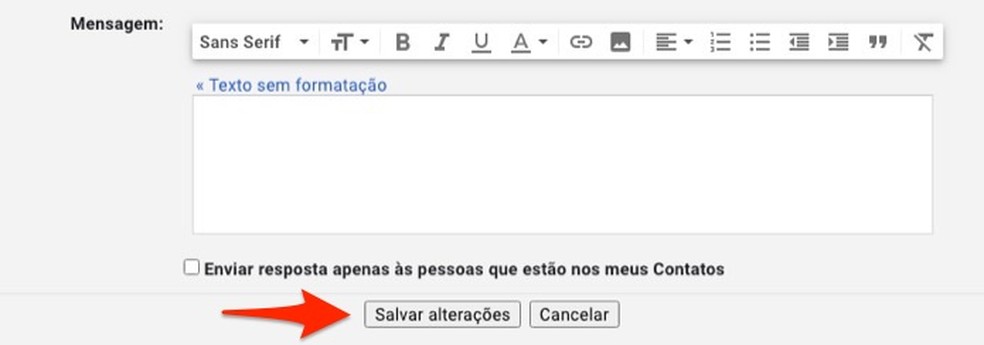 Ação para salvar alterações no tempo de cancelamento de e-mails no Gmail — Foto: Reprodução/Marvin Costa