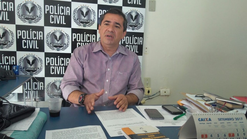 Delegado Willame Moraes do Greco realizou a prisão da quadrilha suspeita de roubar a carga (Foto: Gilcilene Araujo/G1)