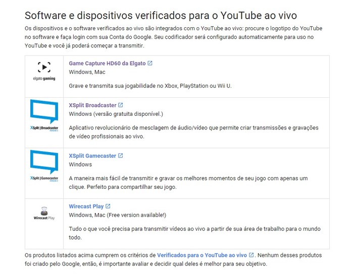 Quatro codificadores são oficialmente verificados pelo YouTube (Foto: Reprodução/Juliana Pixinine)