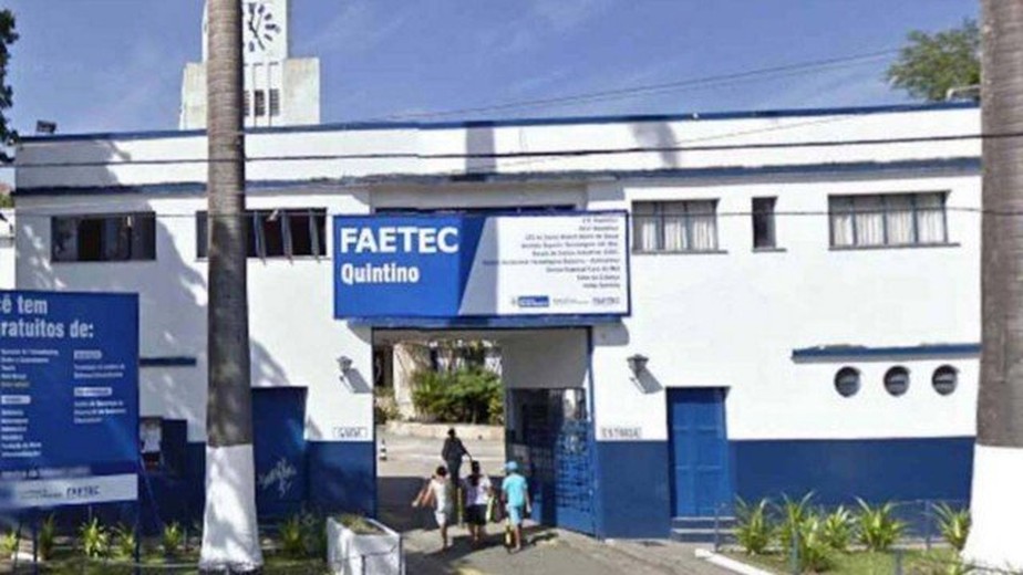 Fachada da Escola Técnico Faetec, em Quintino, Zona Norte do Rio