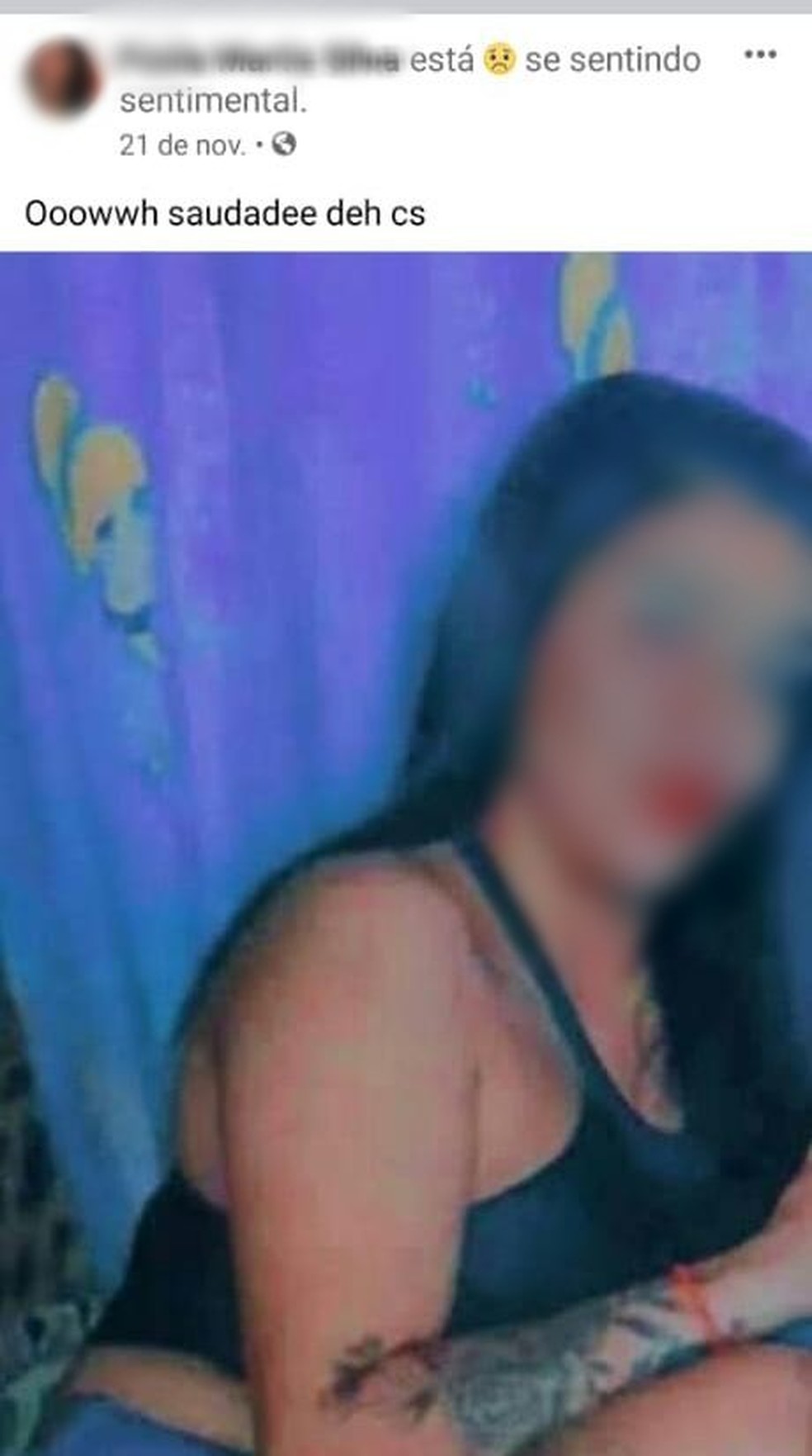 Detenta demonstrou saudades nas redes sociais.  — Foto: Reprodução