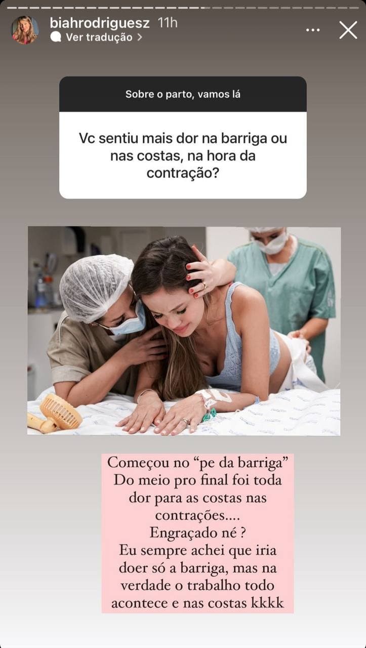 Biah Rodrigues conversa sobre parto normal com os seguidores no Instagram e fala sobre dor (Foto: Reprodução / Instagram)