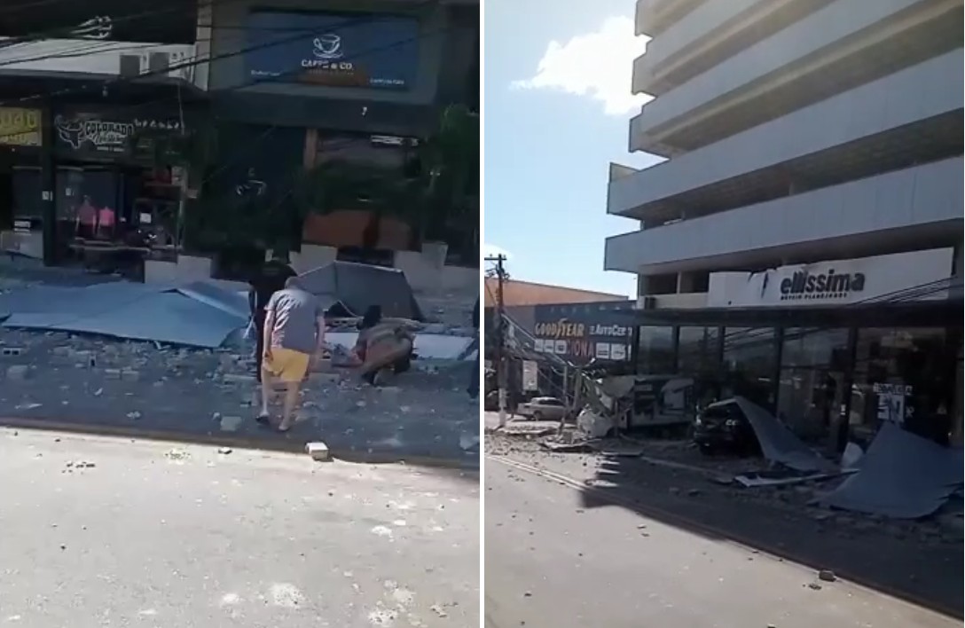 Mulher morre após ser atingida por estrutura de prédio que desabou  durante ventania em Macaé