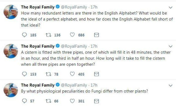 Posts da Família Real no Twitter (Foto: Reprodução Twitter )