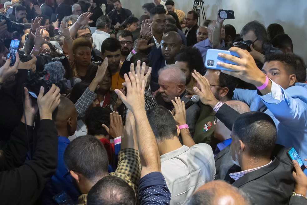 Lula, durante evento com evang�licos nesta quarta-feira (19) em SP � Foto: Edilson Dantas/Ag�ncia O Globo