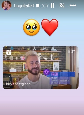 Tiago Leifert compartilhou o vídeo do anúncio de Fred do canal Desimpedidos e deixou emojis com emoção e coração
