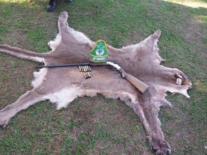 Pele do animal foi encontrada em cerca de propriedade rural no interior de Jari, RS (Foto: Divulgação/PM)