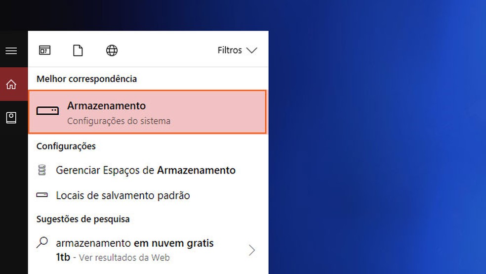 Abra o app de Armazenamento do Windows 10 (Foto: Reprodução/Tais Carvalho)
