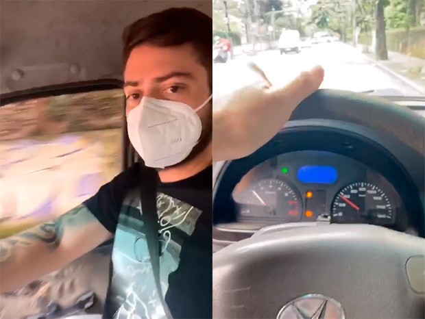 Rodrigo Godoy grava vídeos enquanto dirige no trânsito do Rio  (Foto: Reprodução/Instagram)