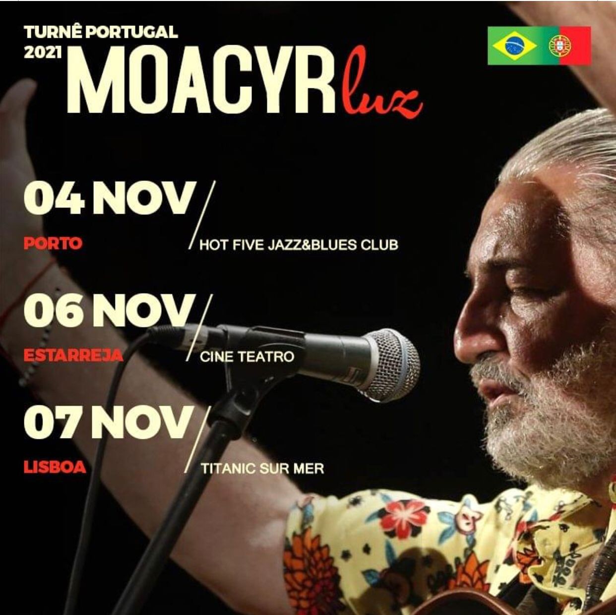 Material de divulgação da turnê de Moacyr Luz em Portugal