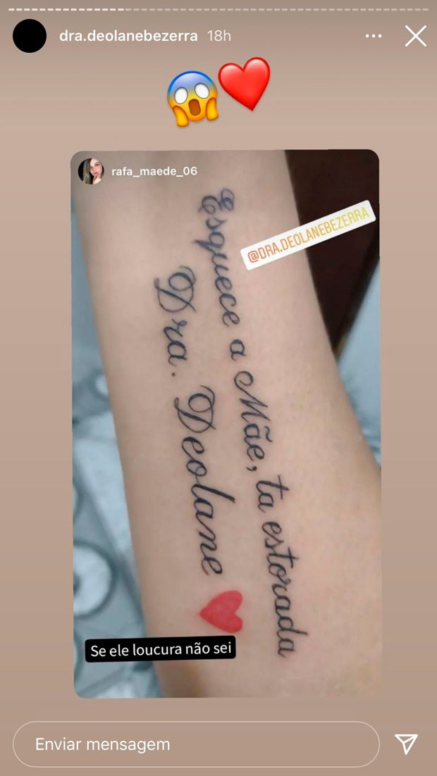 Fã tatua homenagem para Deolane Bezerra (Foto: Reprodução/Instagram)