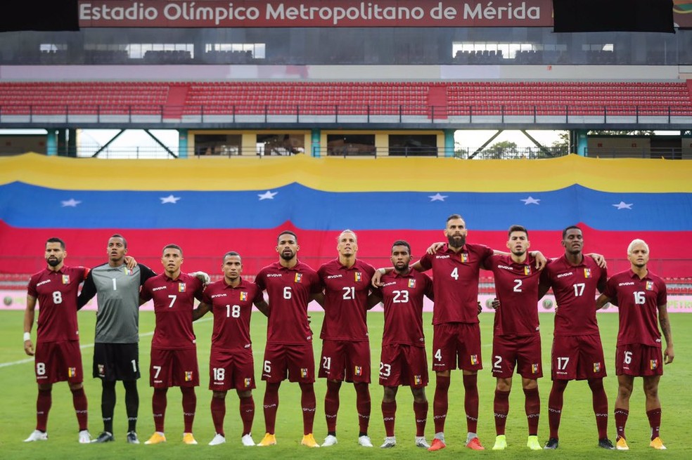 Venezuela no jogo em Mérida: geração "vinotinto" alimenta sonho de ir para a primeira Copa — Foto: FVF