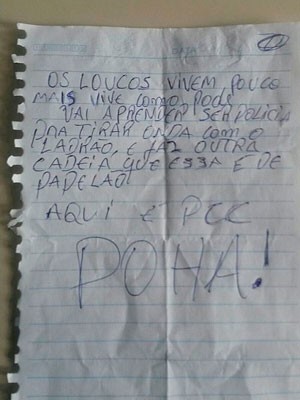 Presos deixaram bilhete com deboche antes de fuga na Bahia (Foto: Anacley Souza/Voz da Bahia )