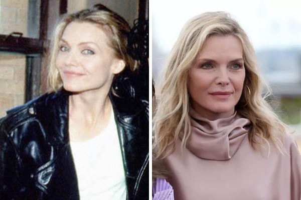 A atriz Michelle Pfeiffer em 1995; e em 2019 (Foto: Instagram/Getty Images)