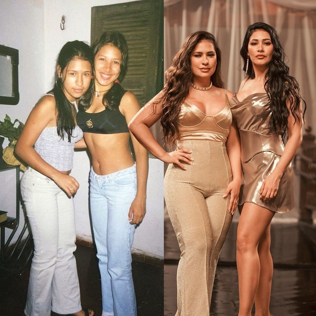 Simone e Simaria compartilharam uma montagem nas redes sociais em 2021 mostrando o antes e depois das irmãs — Foto: Reprodução