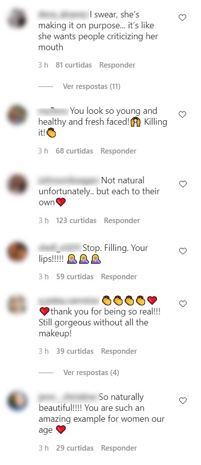 Comentários de seguidores de Jessica Simpson em foto na qual a artista aparece sem maquiagem (Foto: Reprodução / Instagram)