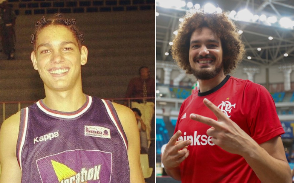 Anderson Varejão no Franca em 2002 e agora no Flamengo (Foto: Infoesporte)