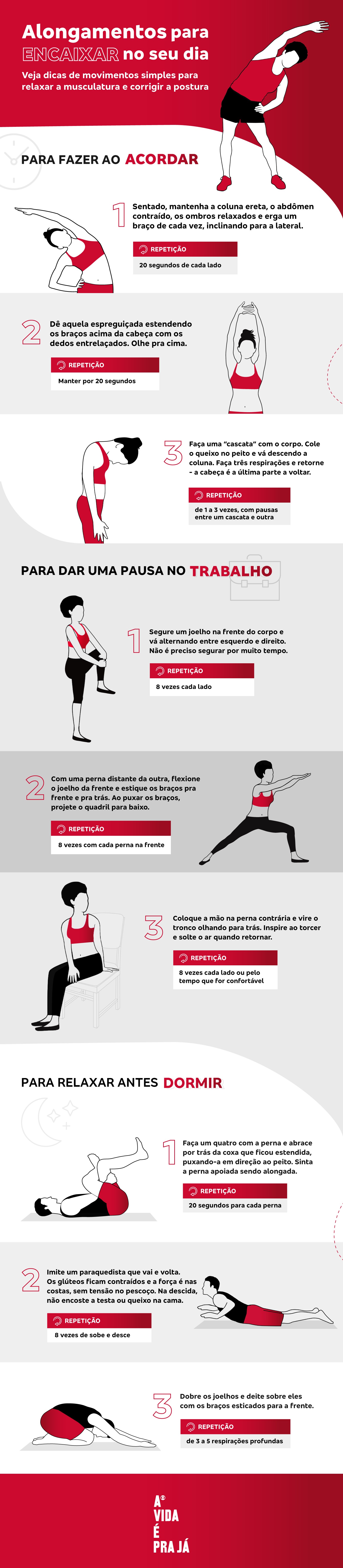 3 séries de alongamentos para fazer ao longo do dia