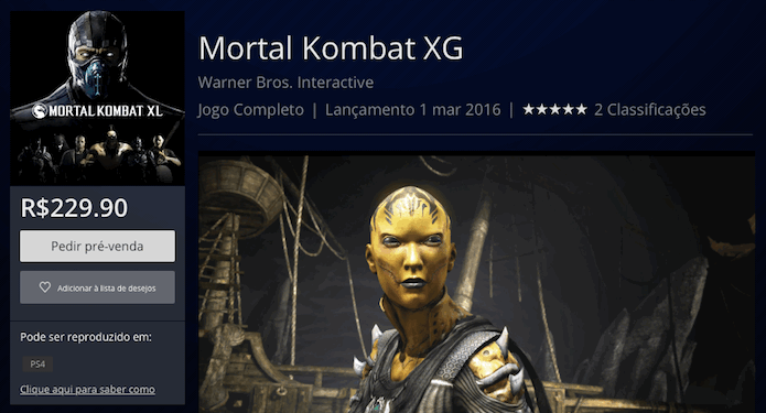 Mortal Kombat X: edição especial com todas as expansões está disponível na PSN (Foto: Reprodução/Victor Teixeira)