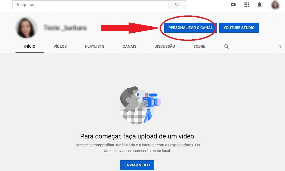 Depois de criar o canal, comece a personalizar as informações que serão exibidas para os visitantes — Foto: Foto /Reprodução: Bárbara Ablas