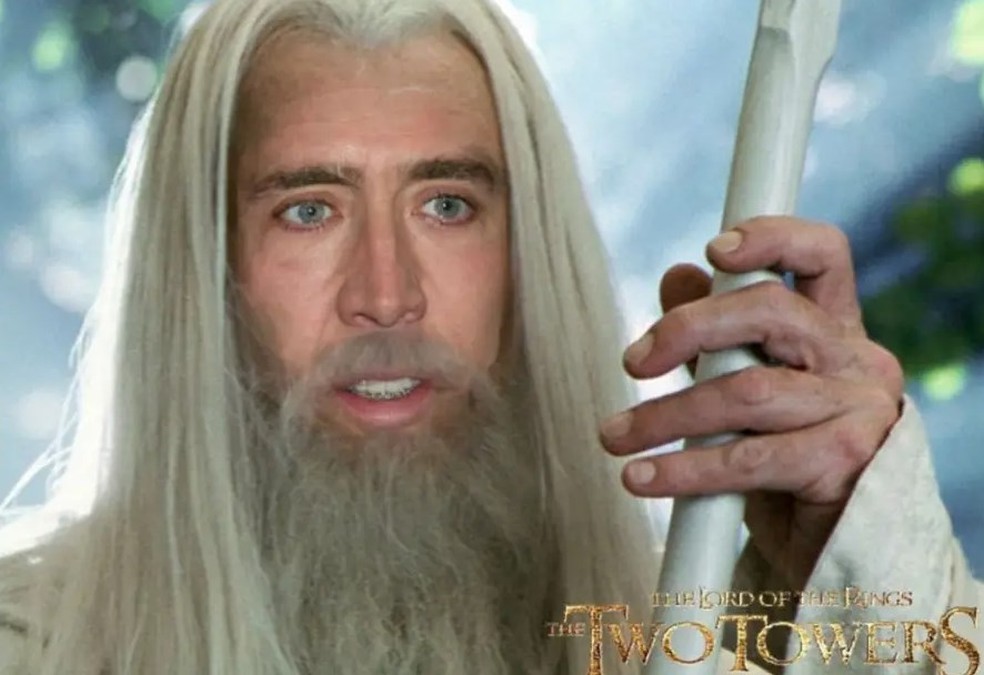 Meme que poderia ser verdade; Nicolas Cage recusou 'O Senhor dos Anéis' — Foto: Internet/Reprodução