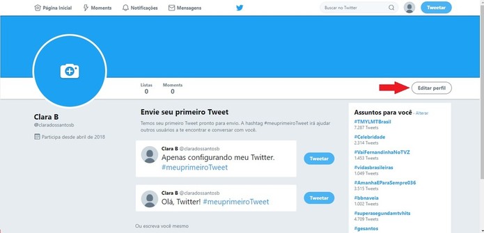 O site permite que você edite foto de capa, foto de perfil, informações e cor de fundo de maneira rápida e no mesmo lugar (Foto: Reprodução/Clara Barreto) O site permite que você edite foto de capa, foto de perfil, informações e cor de fundo de maneira rápida e no mesmo lugar (Foto: Reprodução/Clara Barreto)