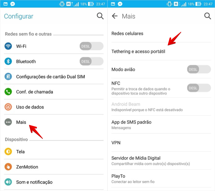 Abra os itens indicados nas configurações do Zenfone 2 (Foto: Reprodução/Helito Bijora) 