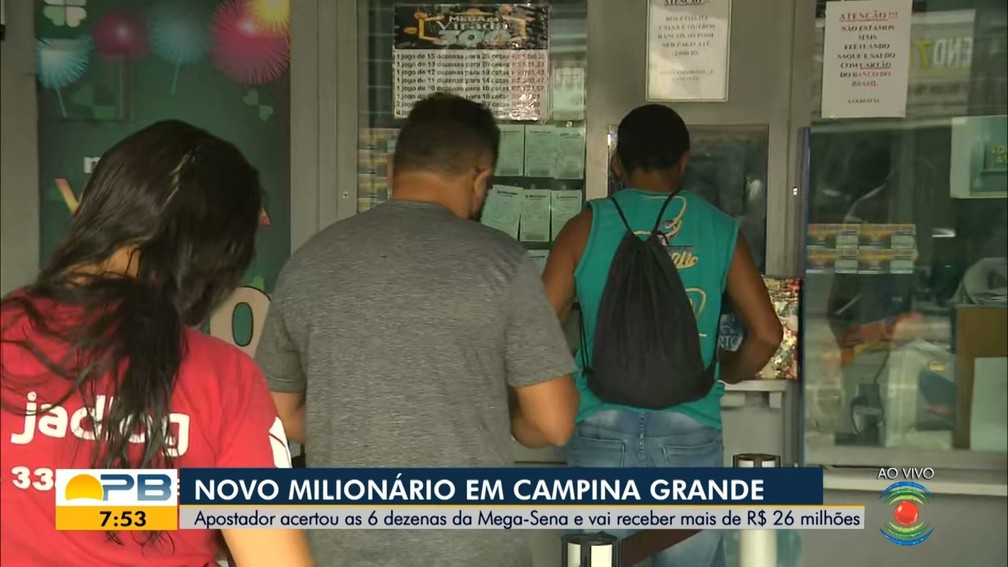 Aposta simples de seis dezenas feita em Campina Grande, PB, é sorteada na Mega-Sena — Foto: Reprodução/TV Cabo Branco