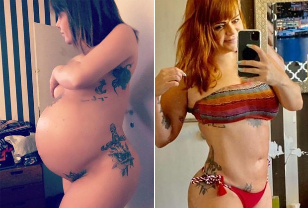 Valentina Francavilla: na reta final da gravidez, em setembro de 2018, e físico atual (Foto: Reprodução/Instagram)