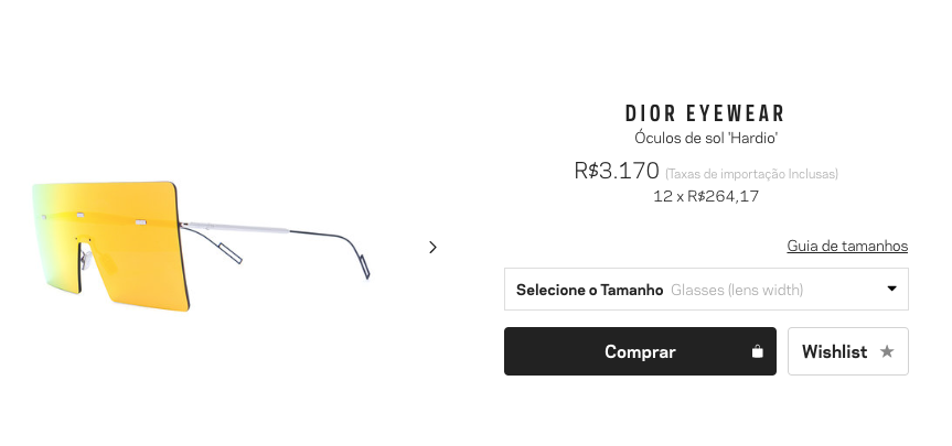 Óculos de sol Dior Hardior (R$ 3.170, na Farfetch) (Foto: Reprodução)