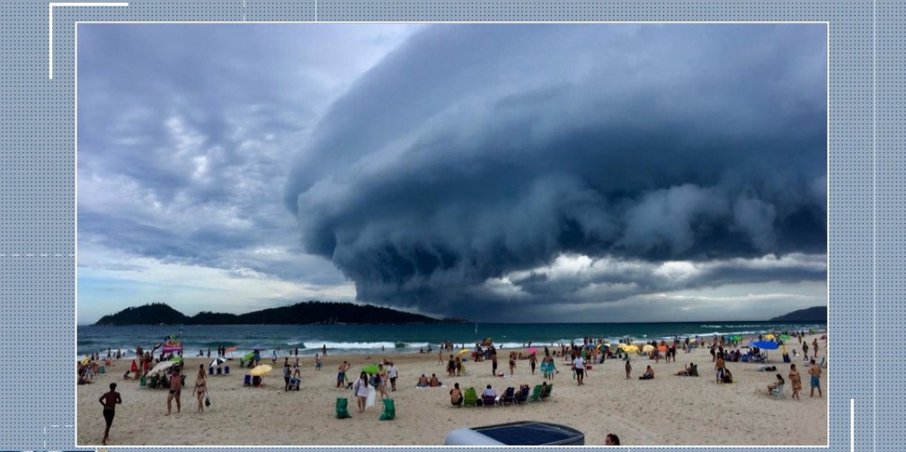 Shelf Cloud na Praia do Campeche em Florianópolis — Foto: Reprodução/NSC TV