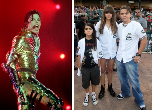 O cantor Michael Jackson e seus três filhos (Foto: Getty Images)