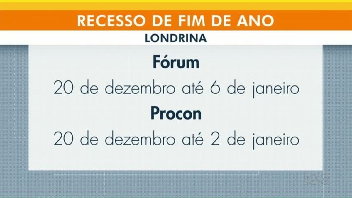 Procon e Fórum de Londrina entram em recesso a partir de segunda-feira ...