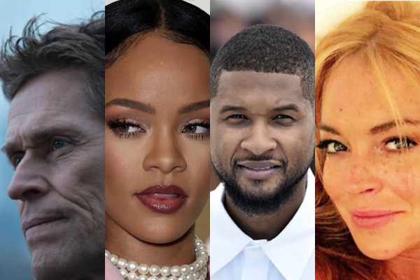 Willem Dafoe, Rihanna, Usher e Lindsay Lohan (Foto: Reprodução Instagram/Getty Images/Divulgação)